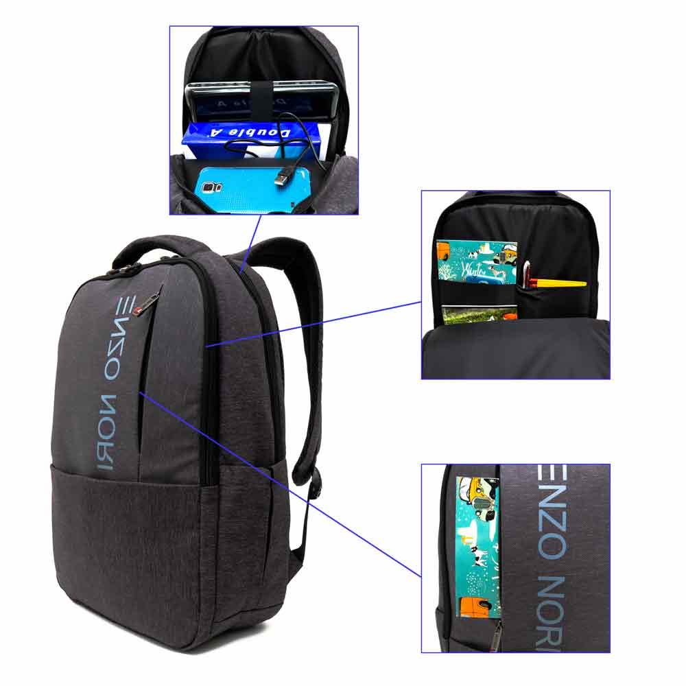 Раница за лаптоп ENZO NORI модел SEAL полиестер сив