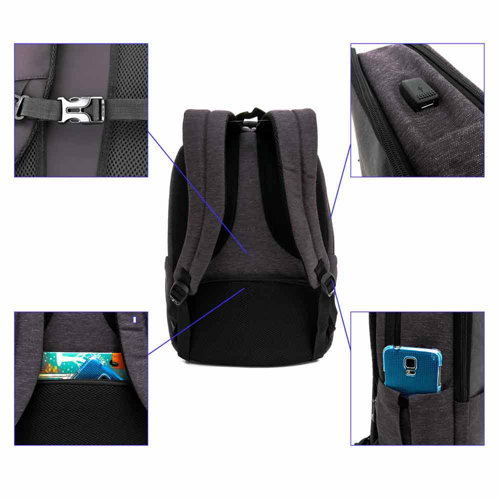 Раница за лаптоп ENZO NORI модел SEAL полиестер сив