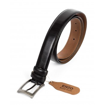 Колан ENZO NORI модел COMO естествена кожа черен