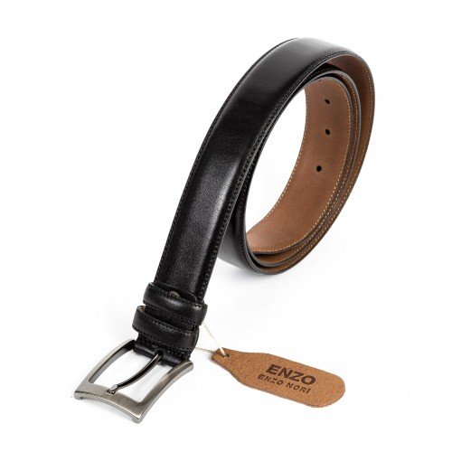 Колан ENZO NORI модел COMO естествена кожа черен