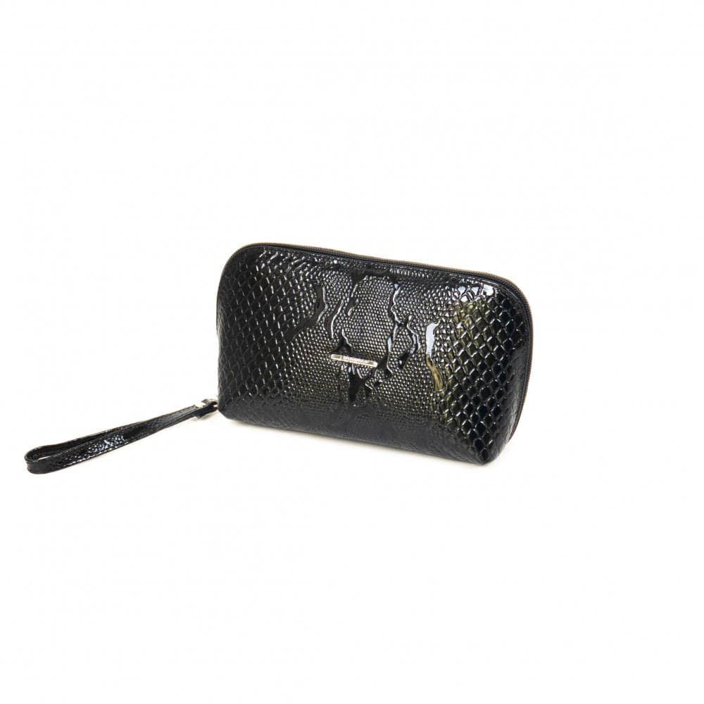 Подаръчен комплект несесер за грим и ключодържател BELLE черен лак