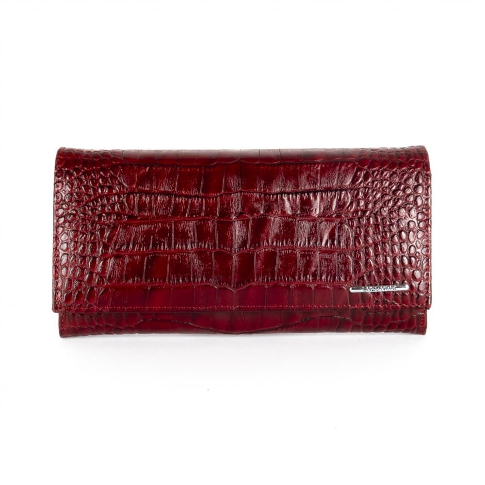 Дамско портмоне ENZO NORI модел CLASSIQUE естествена кожа бордо кроко