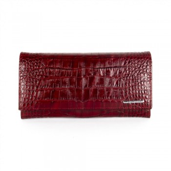 Дамско портмоне ENZO NORI модел CLASSIQUE естествена кожа бордо кроко