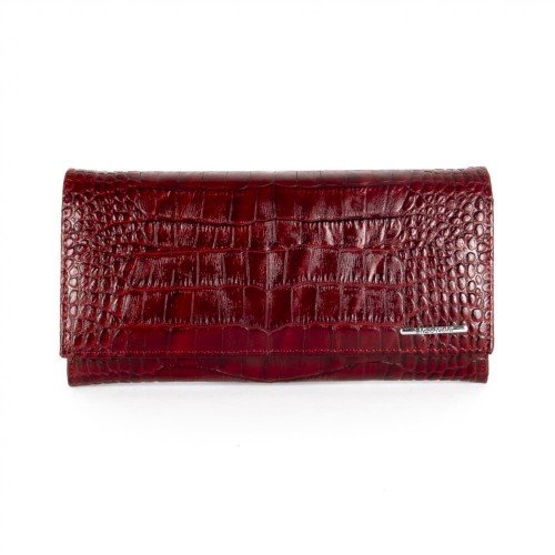 Дамско портмоне ENZO NORI модел CLASSIQUE естествена кожа бордо кроко