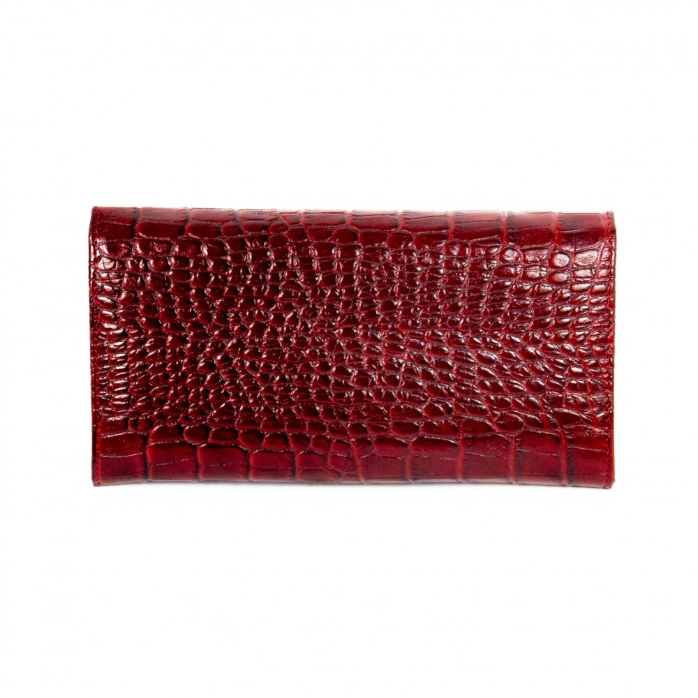 Дамско портмоне ENZO NORI модел CLASSIQUE естествена кожа бордо кроко