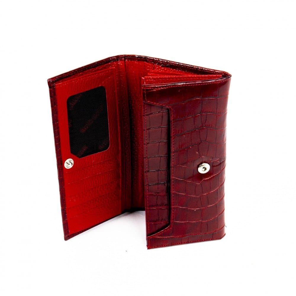 Дамско портмоне ENZO NORI модел CLASSIQUE естествена кожа бордо кроко