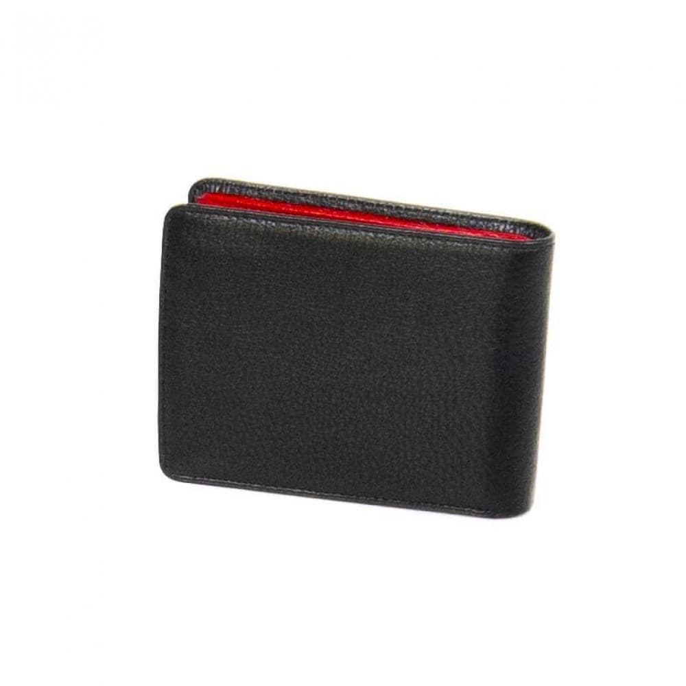 Мъжки портфейл ENZO NORI модел FATE естествена кожа черен-червен