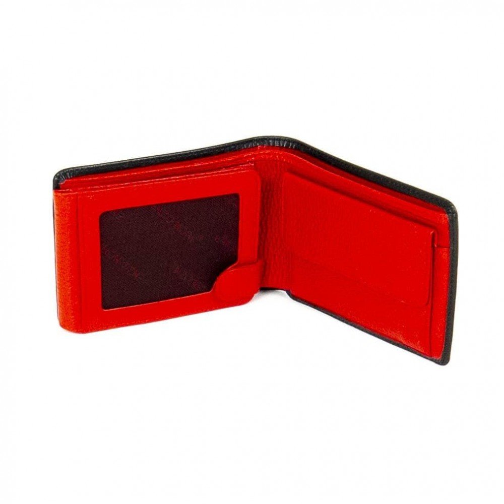 Мъжки портфейл ENZO NORI модел FATE естествена кожа черен-червен