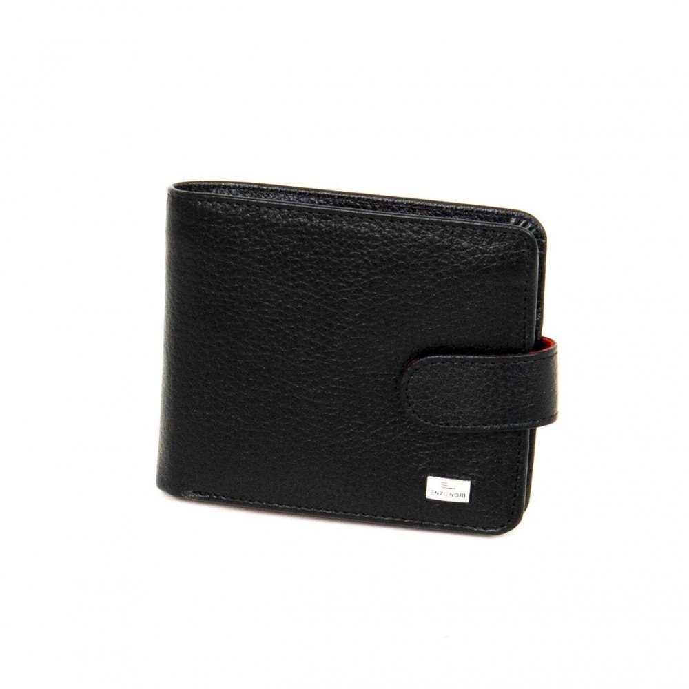 Мъжки портфейл ENZO NORI модел FERO-01 естествена кожа черен-червен