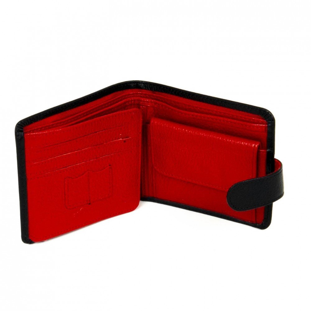 Мъжки портфейл ENZO NORI модел FERO-01 естествена кожа черен-червен