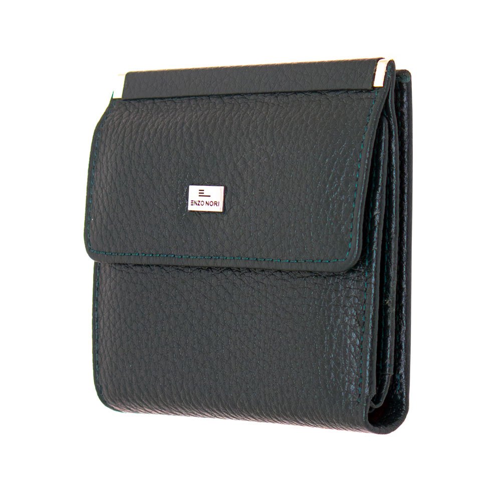 Малко дамско портмоне ENZO NORI модел MINI естествена кожа тъмно зелен