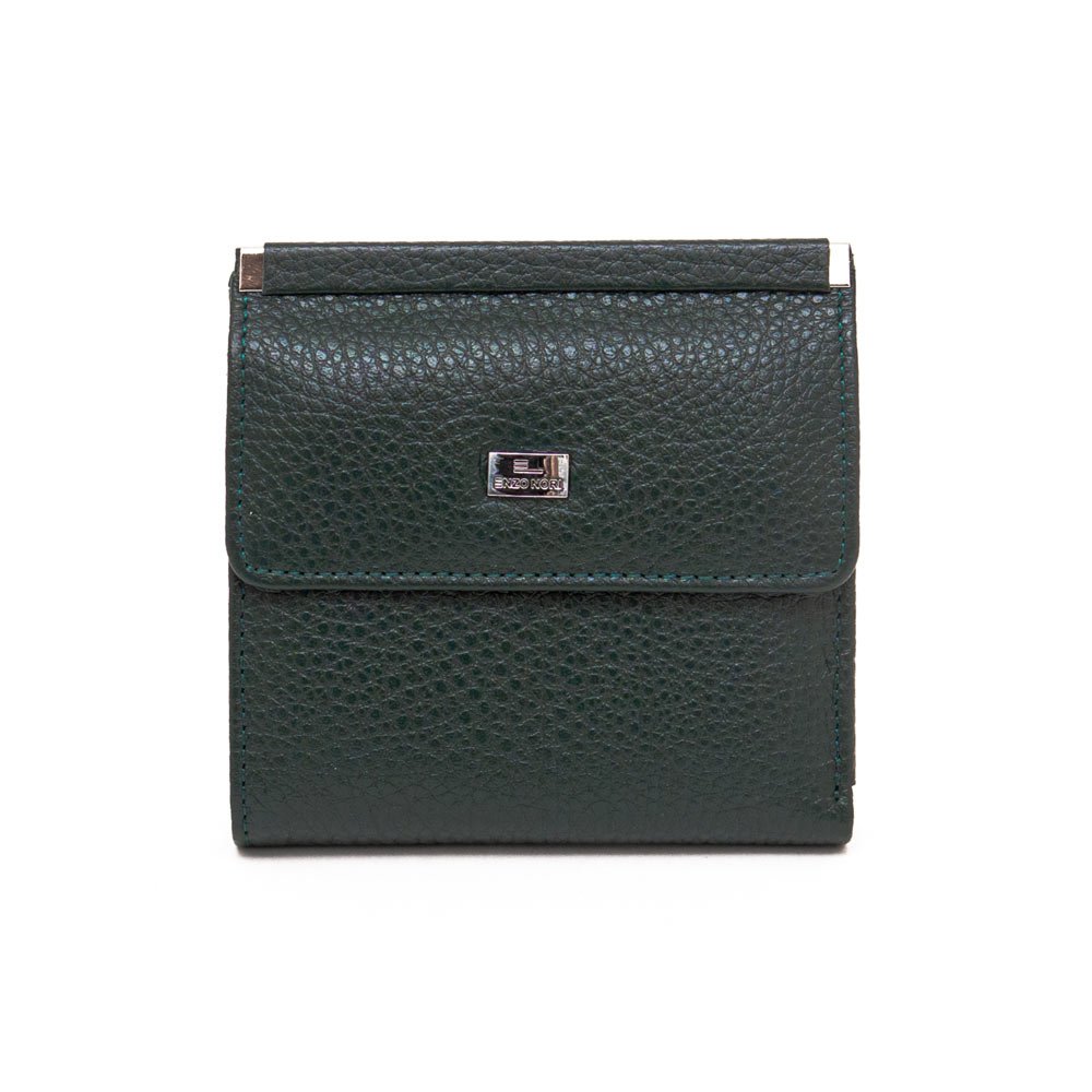 Малко дамско портмоне ENZO NORI модел MINI естествена кожа тъмно зелен