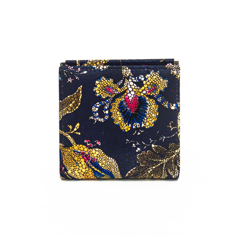 Малко дамско портмоне ENZO NORI модел MINI естествена кожа син с цветя