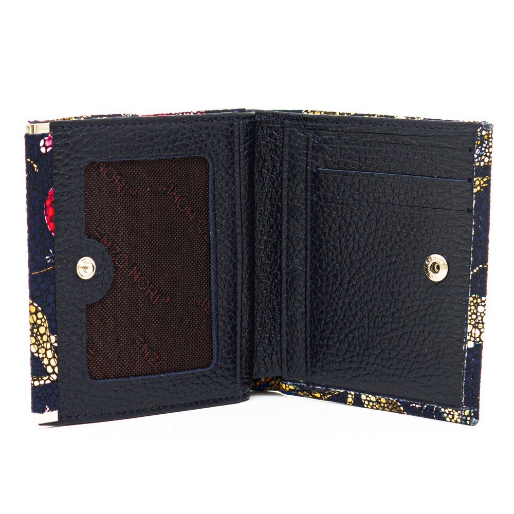 Малко дамско портмоне ENZO NORI модел MINI естествена кожа син с цветя