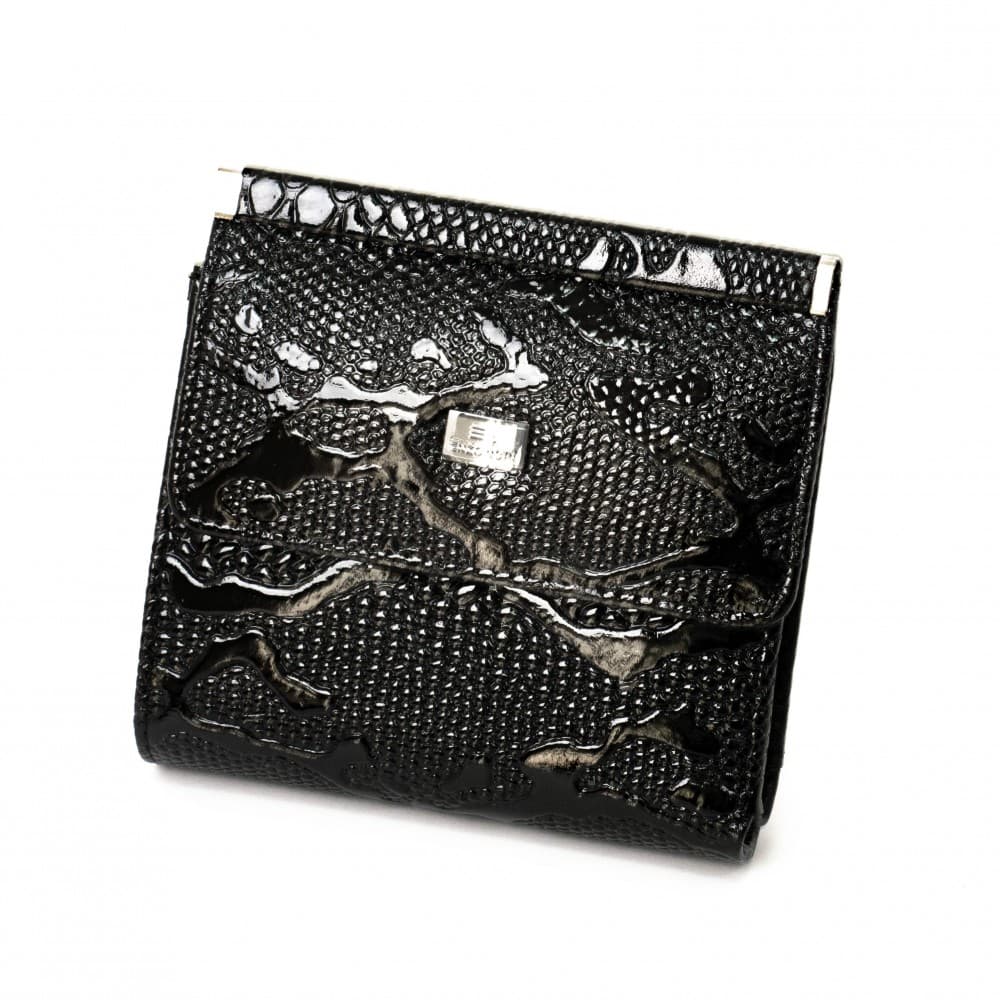 Малко дамско портмоне ENZO NORI модел MINI естествена кожа черен лак