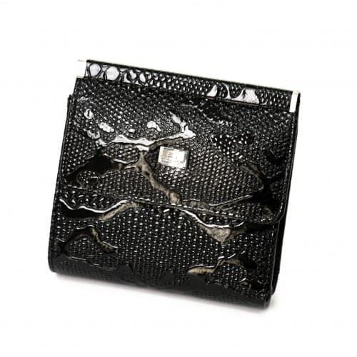 Малко дамско портмоне ENZO NORI модел MINI естествена кожа черен лак